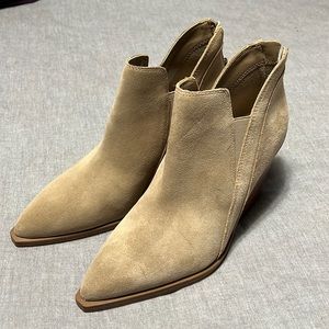 Tan suede ankle boot. Never worn.